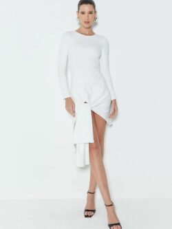 Zen Vestido Manga Longa Com Amarração Frontal