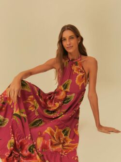 Farm Vestido Cropped Estampado Bordando Flor