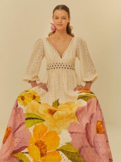 Farm Vestido Laise Estampado Chita Bella