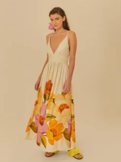 Farm Vestido Longo Chita Bella