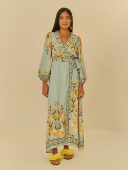 Farm Vestido Longo Borboleta em Flor