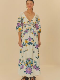Farm Vestido Cropped Manga Floral Sicilia