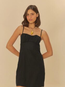 Farm Vestido Curto Franzido