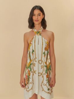 Farm Vestido Curto Estampado Riqueza Tropical