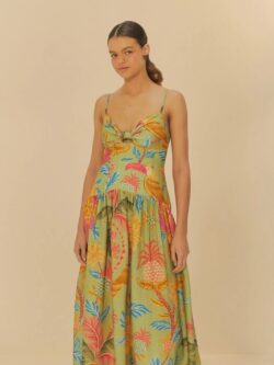 Vestido Longo Estampado Amalfi Verde