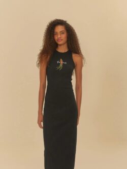 Farm Vestido Cropped Rib Estampado Rio Passáros