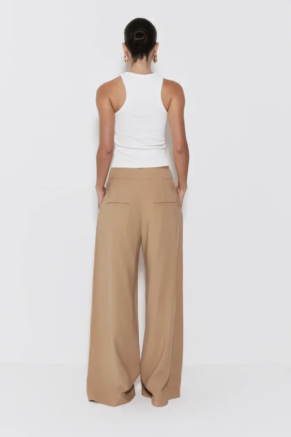 Zen Calça Pantalona Alfaiataria Com Cos Transpassado Kaki - Imagem 2