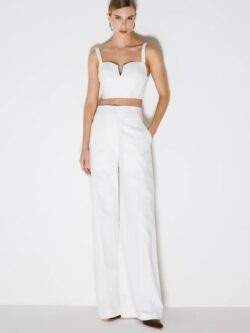 Zen Calça Pantalona Estruturada com Frisos
