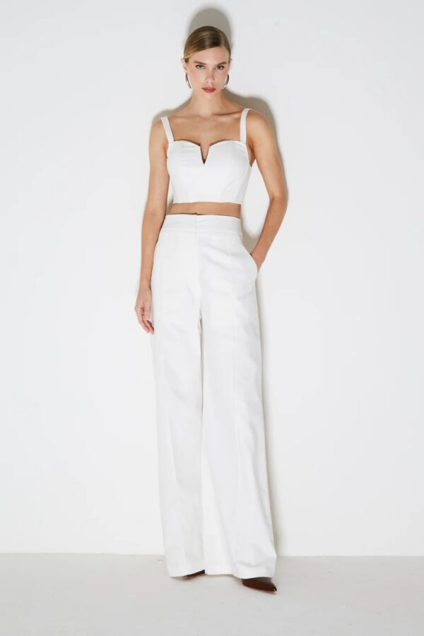 Zen Calça Pantalona Estruturada com Frisos