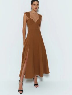 Zen Vestido Midi Recorte Coração Busto e Alças Largas