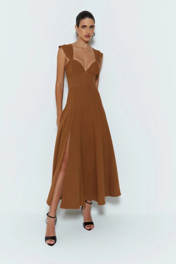 Zen Vestido Midi Recorte Coração Busto e Alças Largas