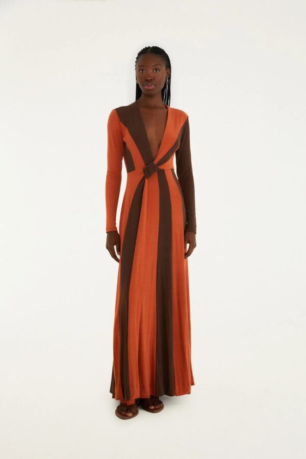 Farm Vestido Decote Crepe