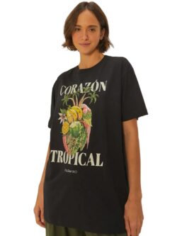 Farm Tshirt Média Corazon Tropical Preta