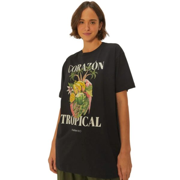 Farm Tshirt Média Corazon Tropical Preta