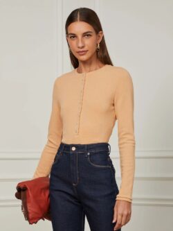 Animale Blusa Manga Longa Textura Bege Amentegado