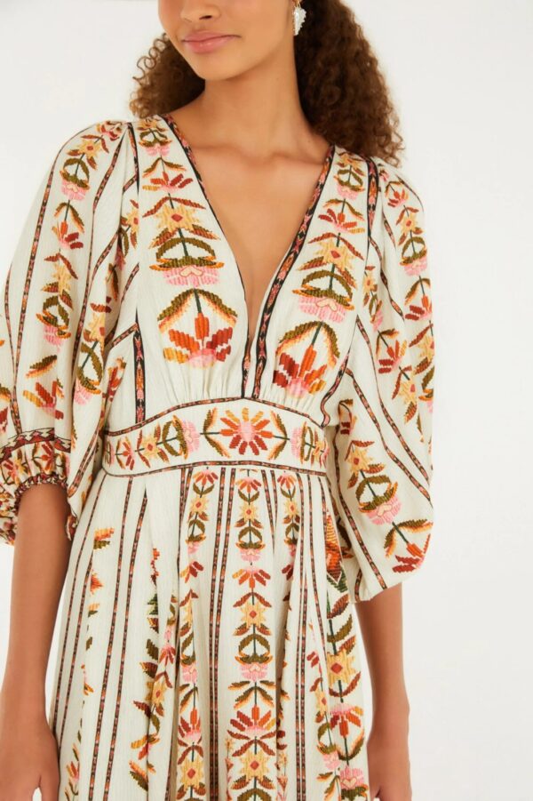 Farm Vestido Longo Estampado Tapete De Cor - Imagem 2