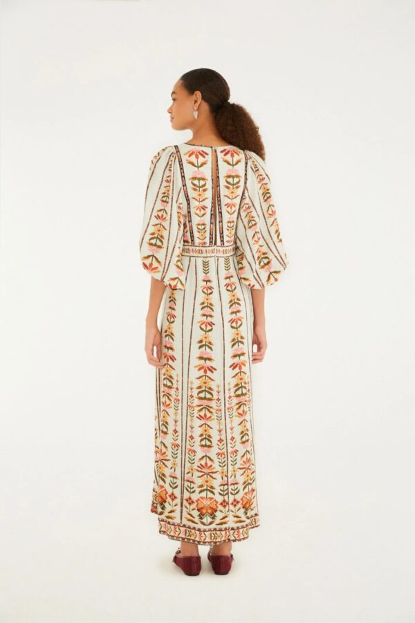 Farm Vestido Longo Estampado Tapete De Cor - Imagem 4