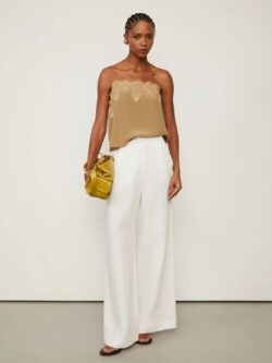 Animale Calça Pantalona Basic Com Linho Off White