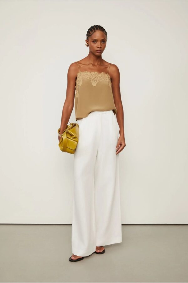 Animale Calça Pantalona Basic Com Linho Off White