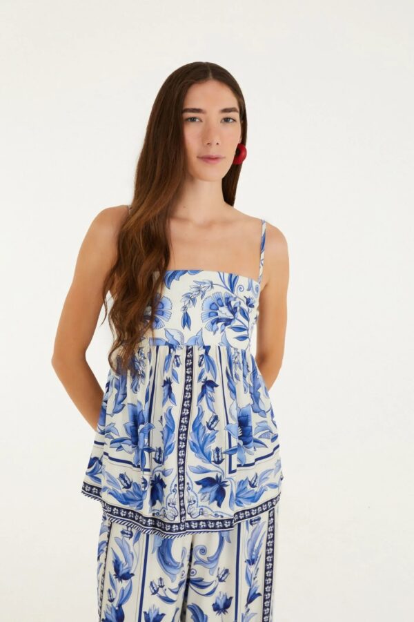 Farm Blusa Alcinhas Estampada Natália