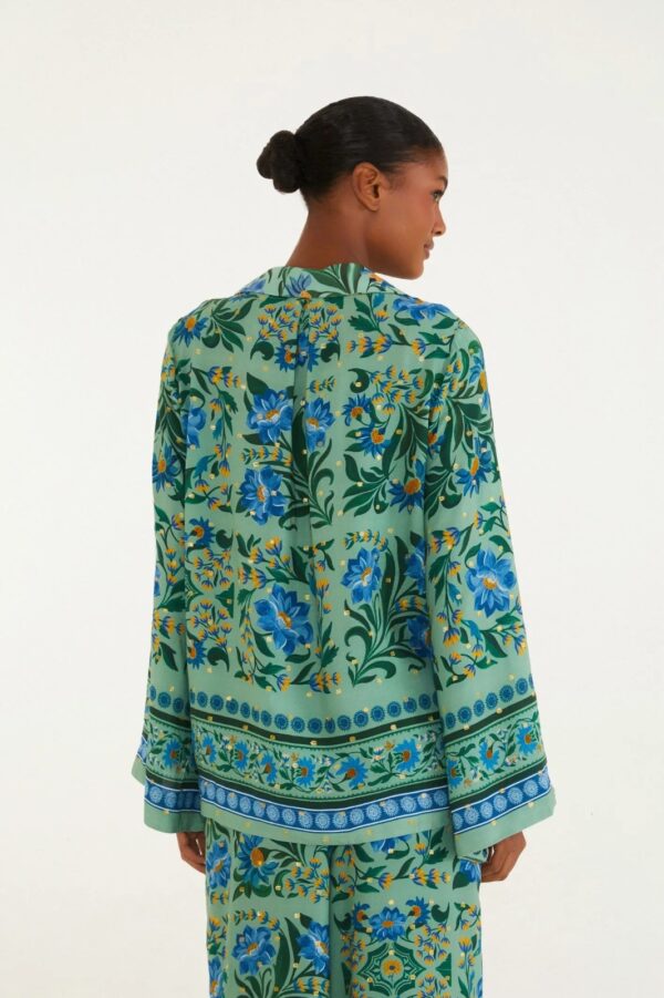 Farm Blusa Amarração Estampada Azulejo Florido - Imagem 3