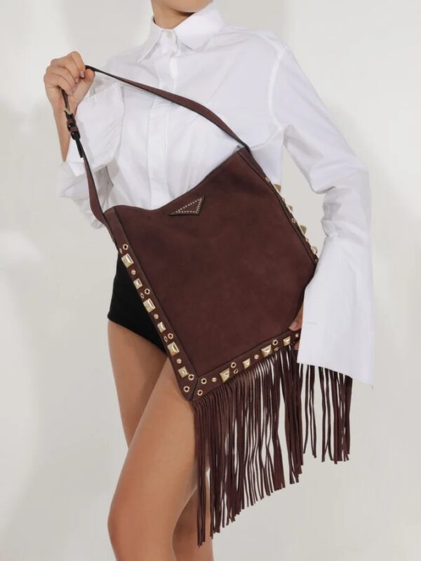Schutz Bolsa Hobo Couro Marrom - Imagem 5
