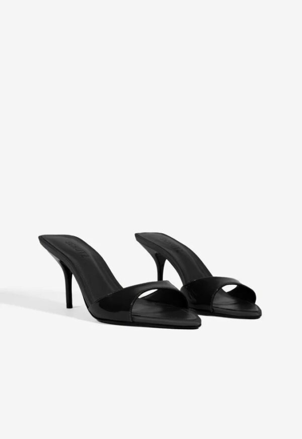 Schutz Sandália Mule Salto Elodie Verniz Preta - Imagem 3