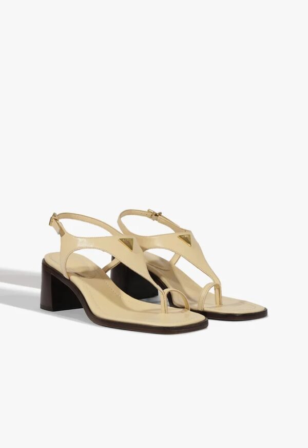 Schutz Sandália Couro Salto Médio Bloco Amarela - Imagem 3