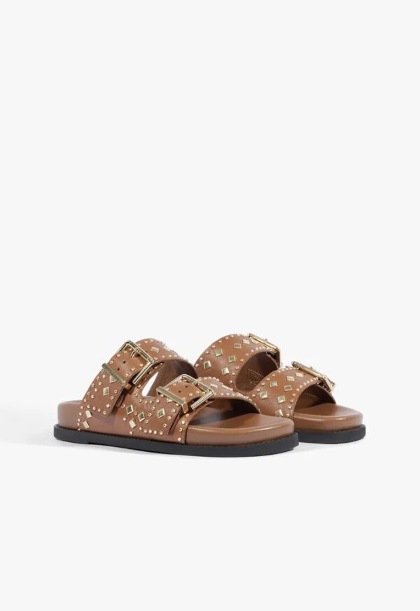 Schutz Papete Slide Couro Marrom - Imagem 3