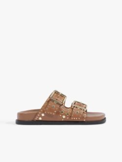 Schutz Papete Slide Couro Marrom