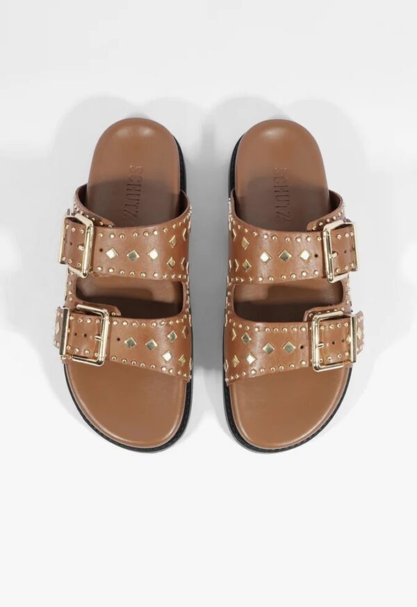 Schutz Papete Slide Couro Marrom - Imagem 2