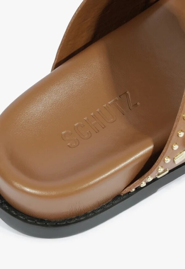 Schutz Papete Slide Couro Marrom - Imagem 6