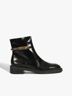 Schutz Bota Cano Baixo Couro Preto