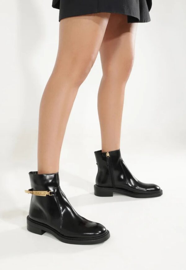 Schutz Bota Cano Baixo Couro Preto - Imagem 7