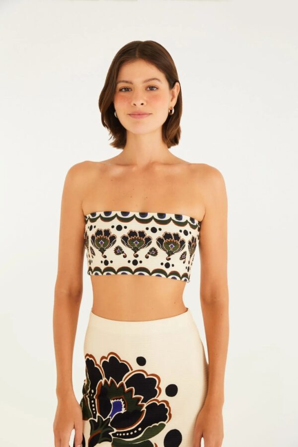 Farm Top Reto Estampado Floral Arabasque