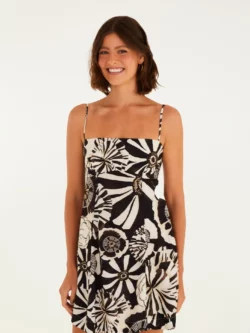 Farm Vestido Curto Estampado Flora