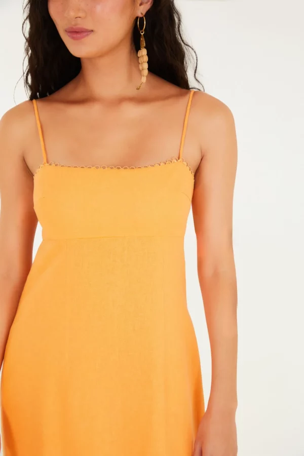 Farm Vestido Reto Alcinhas Laranja - Imagem 3