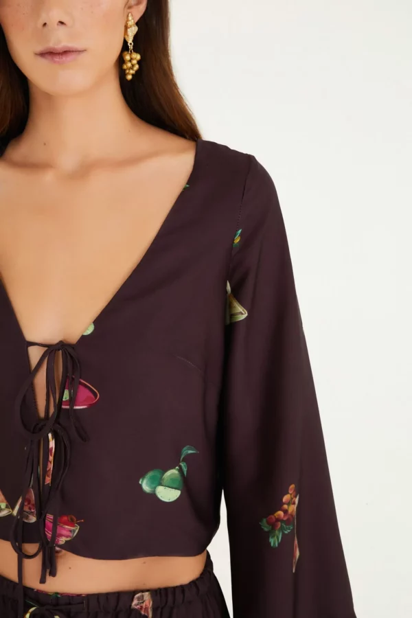 Farm Blusa Amarração Estampada Coquetel Tropical - Imagem 3