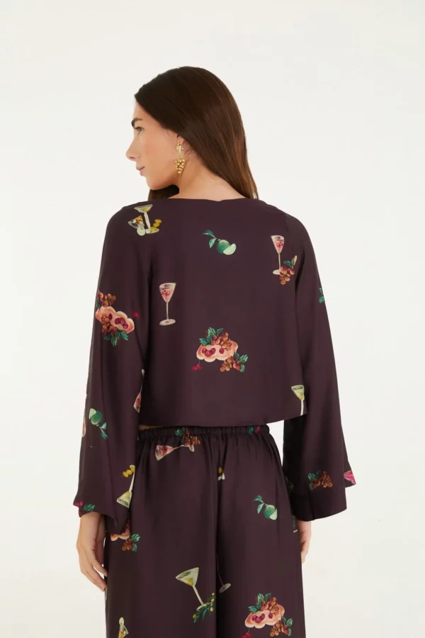 Farm Blusa Amarração Estampada Coquetel Tropical - Imagem 4