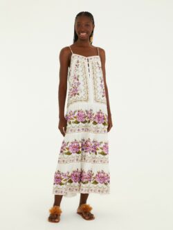 Farm Vestido Longo Estampado Poesia De Flor