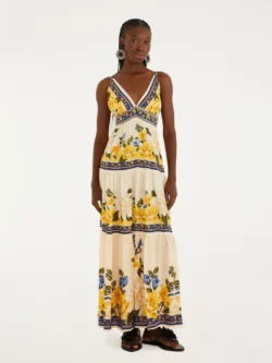 Farm Vestido Longo Estampado Flor Do Rio