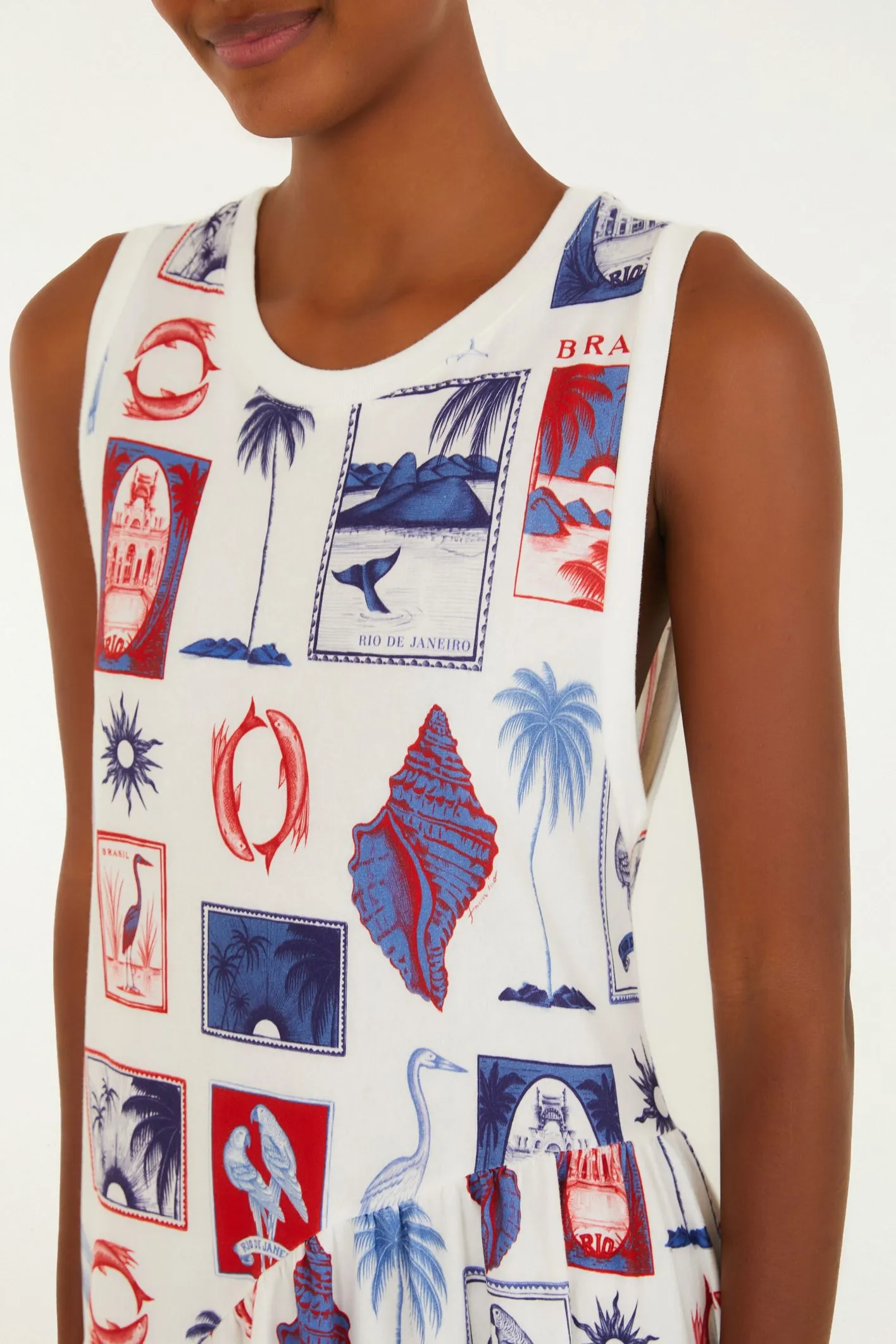 Farm Vestido Cropped Estampado Tropical Vintage - Imagem 3