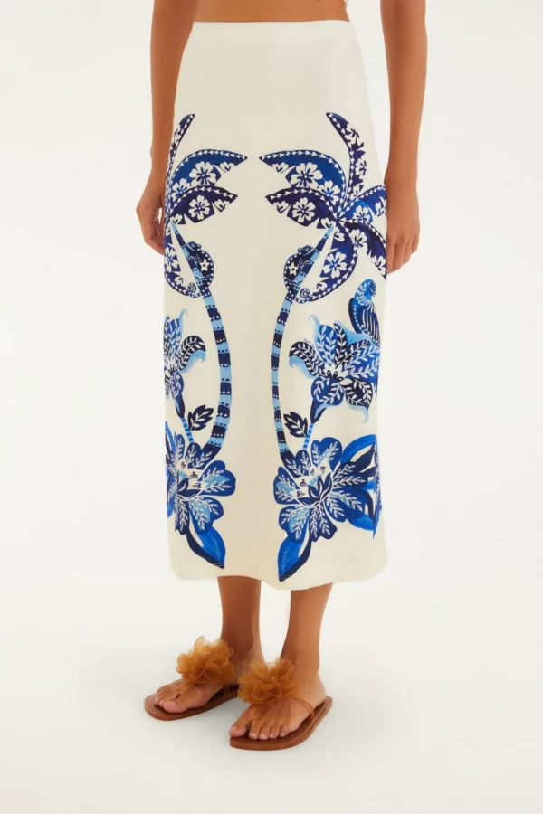 Saia Midi Reta Estampada Coqueiro Tropical - Imagem 2