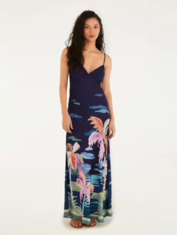 Farm Vestido Cropped Estampado Luar