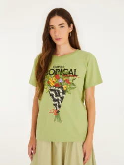 Farm T-Shirt Fit Bouquet Tropical Verde