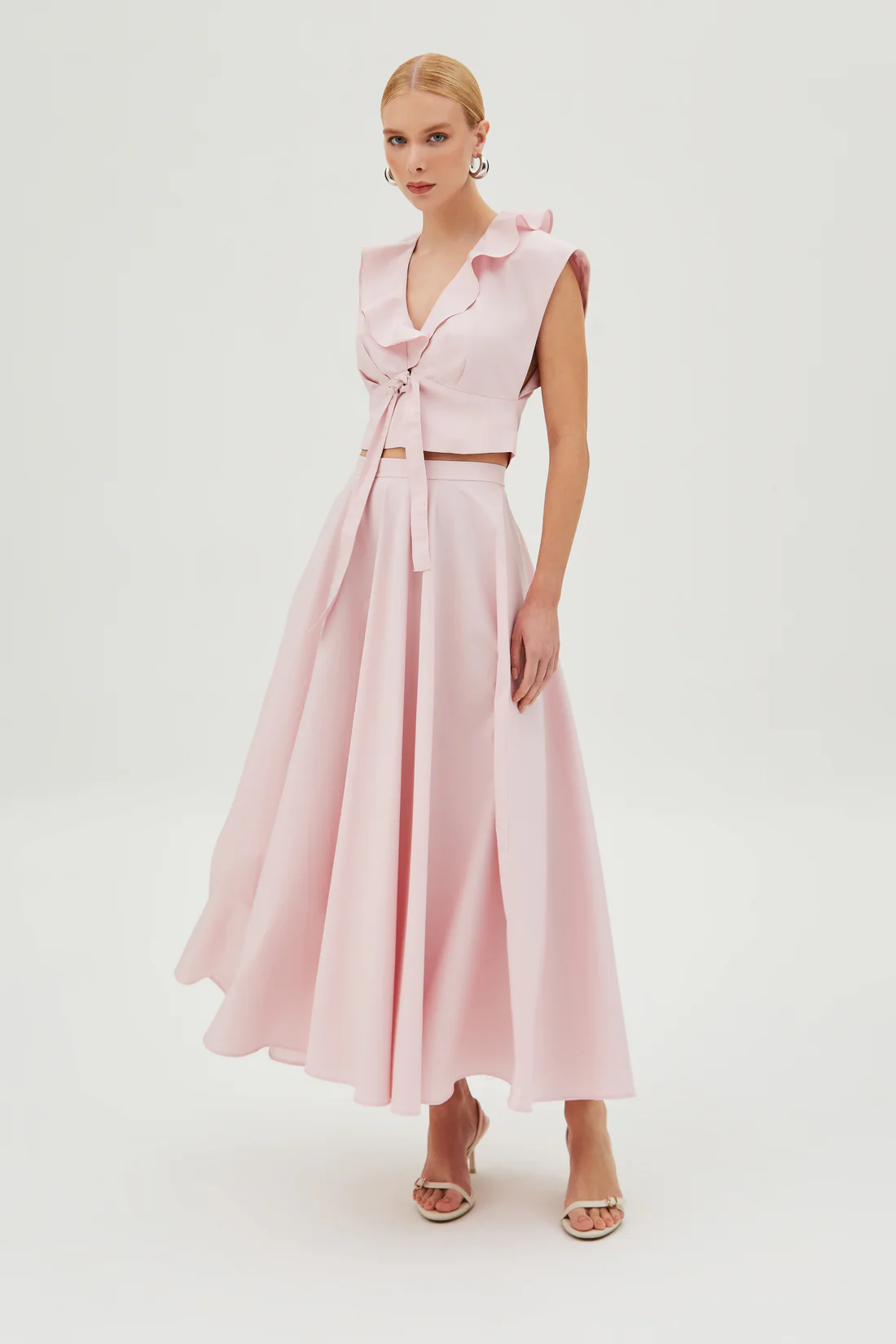 Zen SAIA MIDI RODADA AMPLA E ACINTURADA ROSA BEBE - Imagem 3