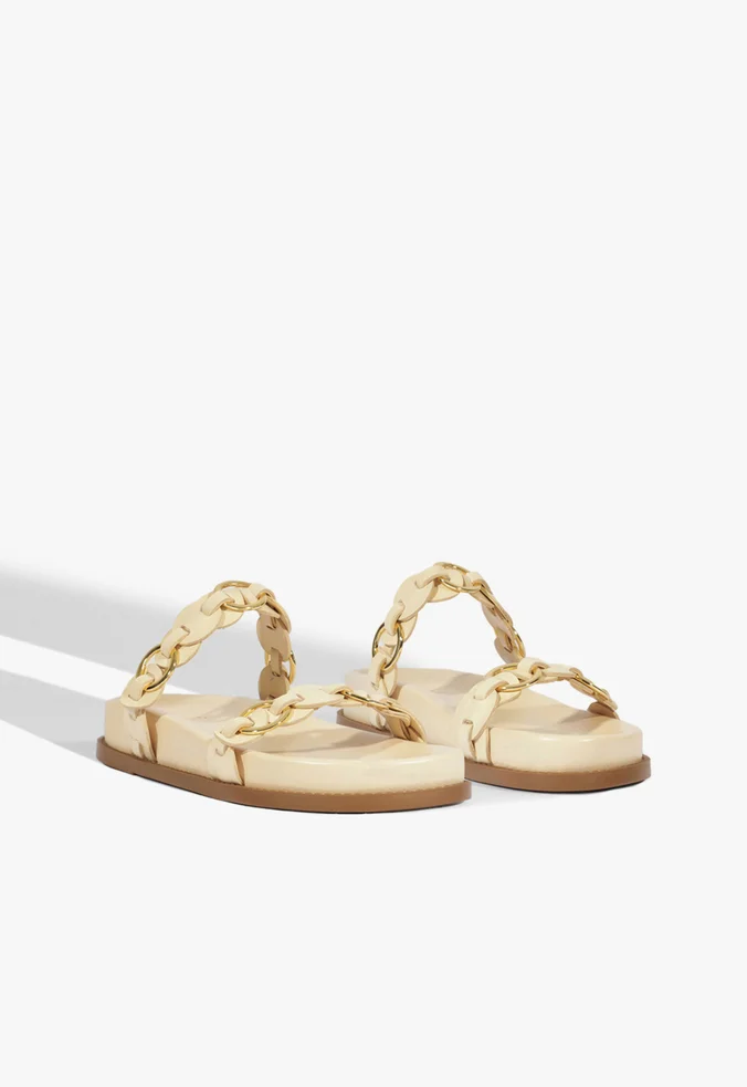 Schutz Sandália Papete Selina Sporty Couro Branca