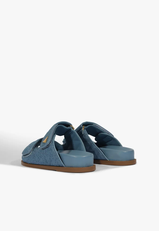 Schutz Sandália Papete Tiras Couro Jeans Azul - Imagem 3