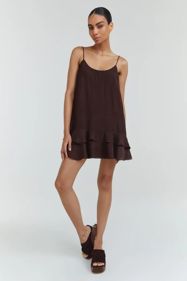 NV Vestido Curto Marieta - Marrom Espresso