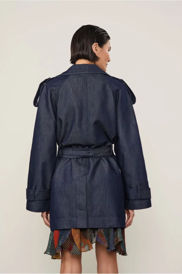 Animale Trench Coat Jeans Com Faixa Para Amarração - Imagem 3